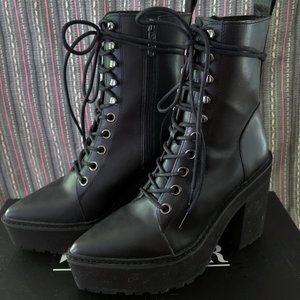 Killstar Salem City Platform Witch Boots Black sz 9 lace up BNIB